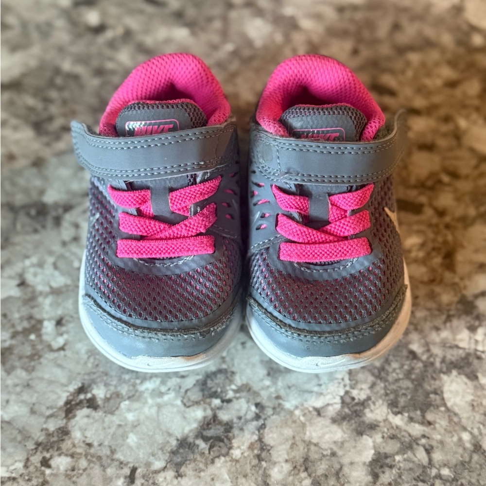 Nike Gray and Pink Sneakers with Velcro Strap
